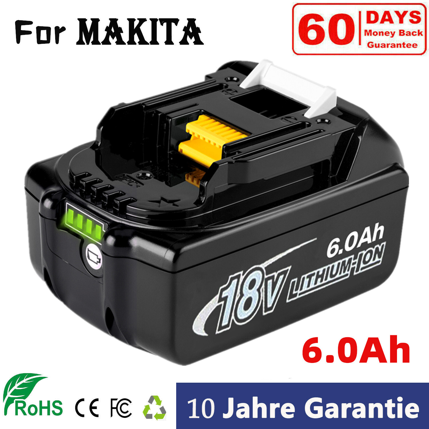 Makita BL1860B Akku 18V 6.0Ah - 2x LXT Li-Ion Akkus Mit Ladeanzeige