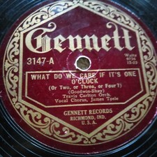 78 rpm Gennett, 3147 Red Sanders, Travis Carlton, *hairline crack* plays, jazz V