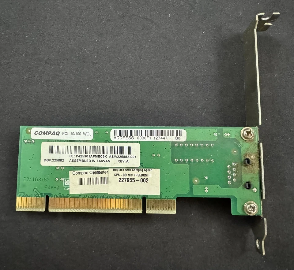 Compaq PCI 10/100 WOL PCI Network Adapter Card 142127-406 - Image 3 of 3