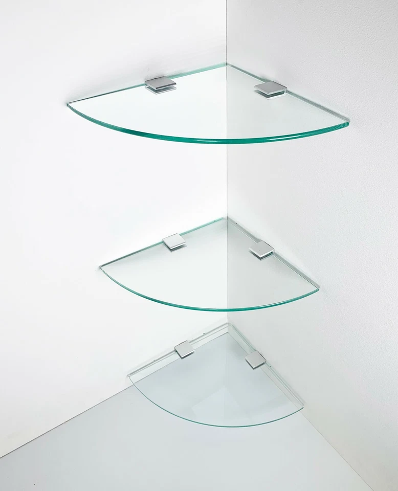3 X Glass Corner Shelf Ideal Bathroom Shelves - image 4 of 4