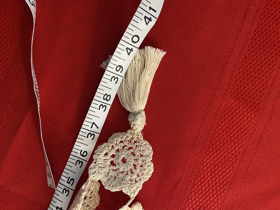 Table Runner Crochet In Cream Cotton BOHO Handmade - Image 2 of 4