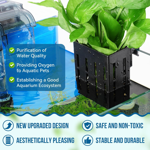Upgraded Aquarium Plant Holder with Hooks and Suction Cups for Fish Tank Aquapon - Picture 2 of 9