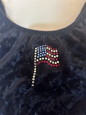 Alpha Factor Gymnastics Leotard Child Medium Dance USA Flag Olympics Black