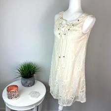 Altar’d State Cream Lace Shift Dress Women’s Small Boho Bridal Overlay Cute
