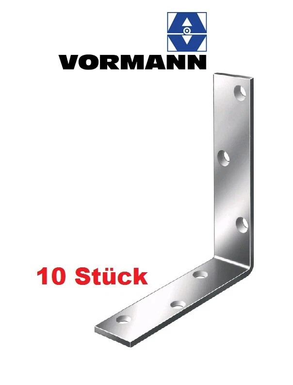10 Stück Vormann Balkenwinkel / Stuhlwinkel 200x200x40 mm Stahl blau verzinkt