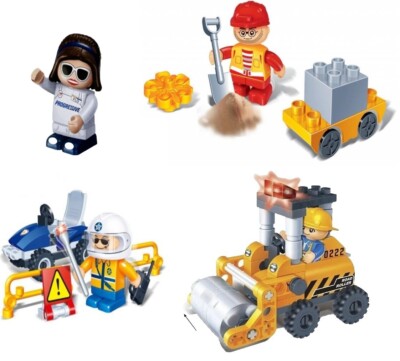 Lot BanBao Police Construction Crew Road Roller Flo Progressive Building  Block
