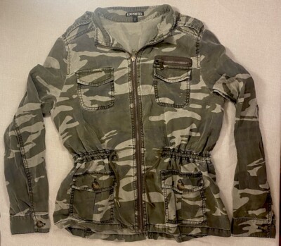 EXPRESS Military Utility Cargo Jacket Green Camouflage Women's - Main Image