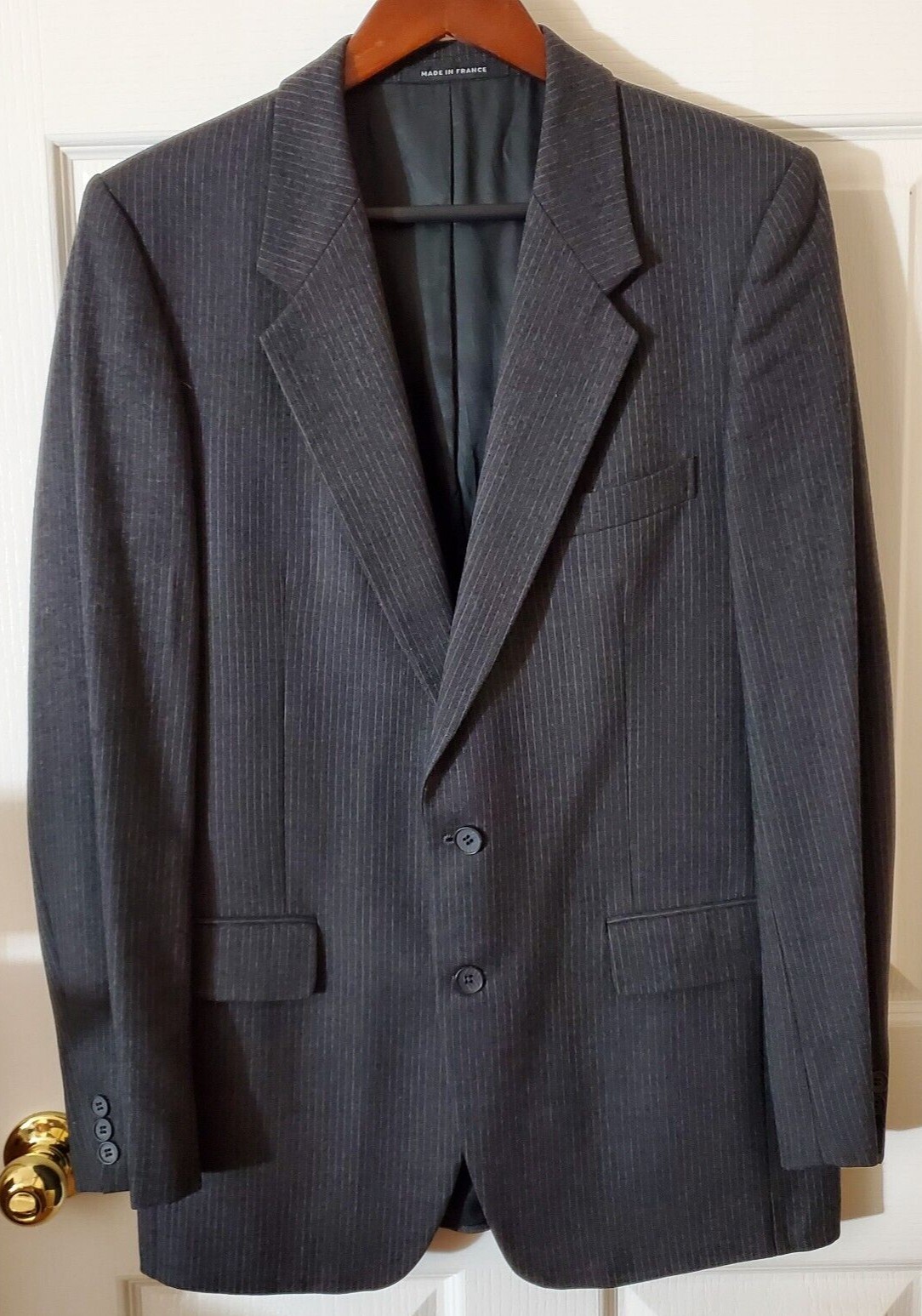 SAINT LAURENT GIACCA BLAZER YVES ST. LAURENT VINTAGE UOMO GRIGIO SCURO GESSO TAGLIA M (36 38)