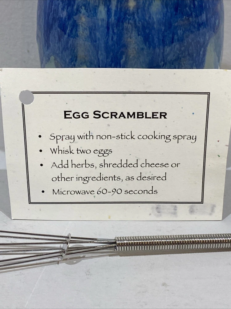 Ceramic Glazed Handmade Microwave Egg Cooker w/Whisk & Instructions