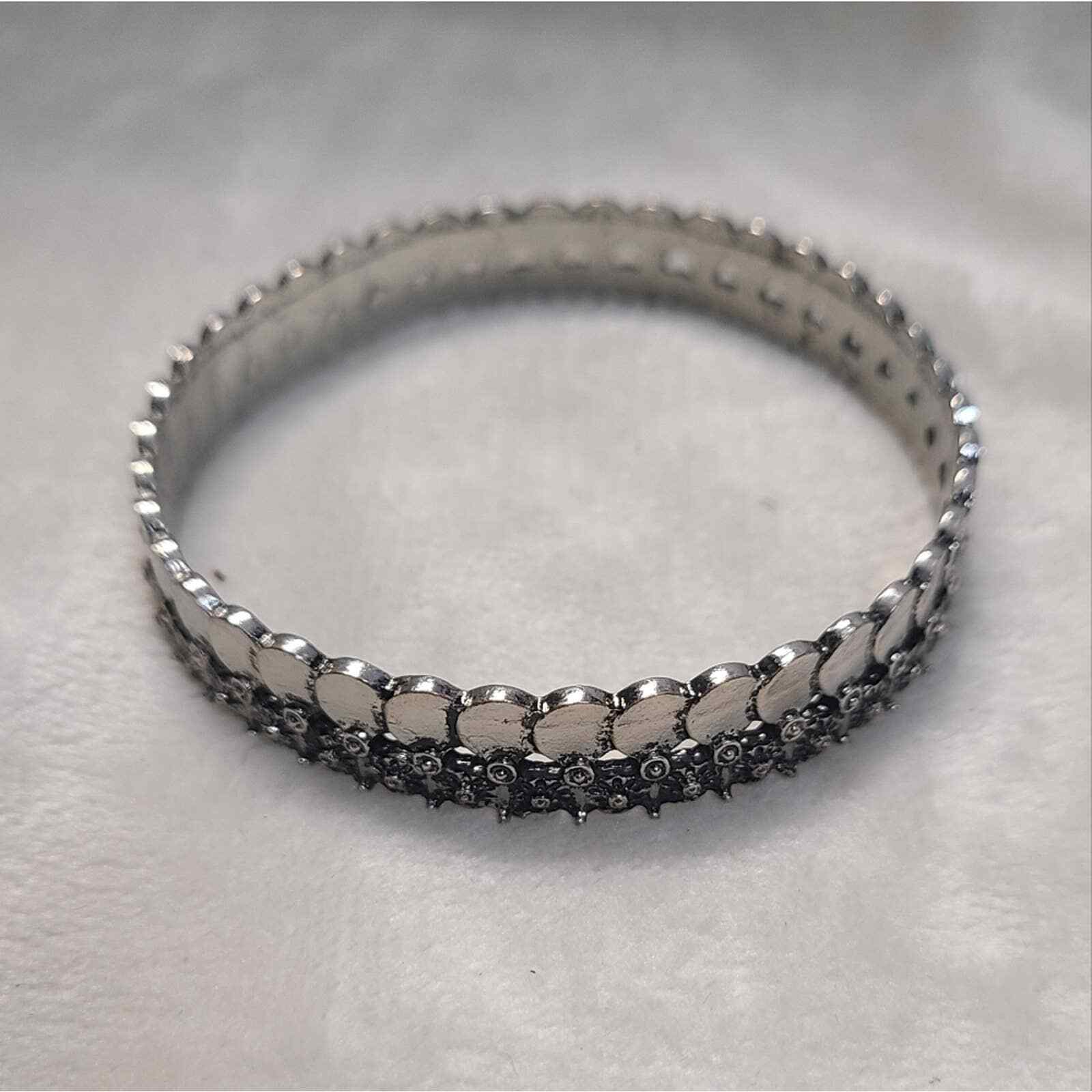 Silver Tone Thin Bangle Bracelet - image 1