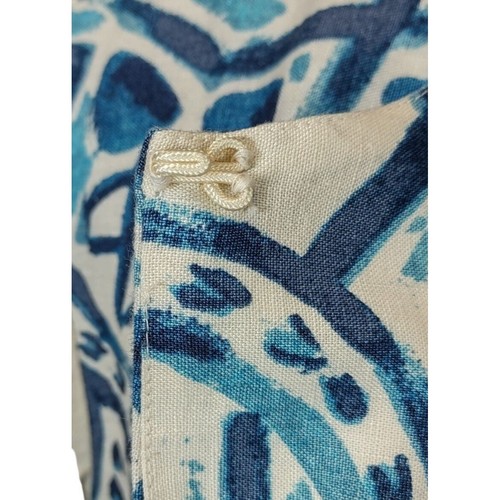 Chicos Artisan Print Linen Batik Jacket Cream & Blue Long Artsy Watercolor Size - Picture 6 of 9