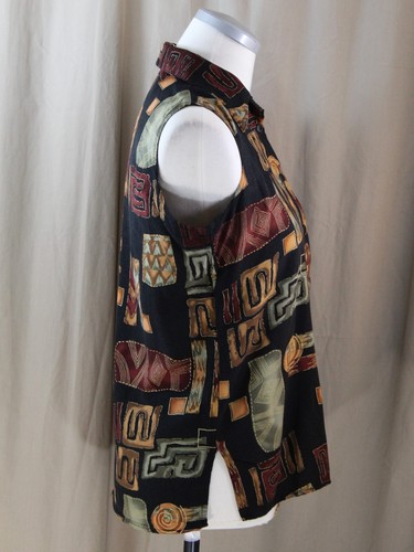 Caribou New York Medium Black Multi Button Front Sleeveless Top - Picture 6 of 6