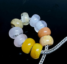 10 Pcs. Attractive Multi Gemstone Big Hole Beads Large Hole Beads 14x8mm Beads