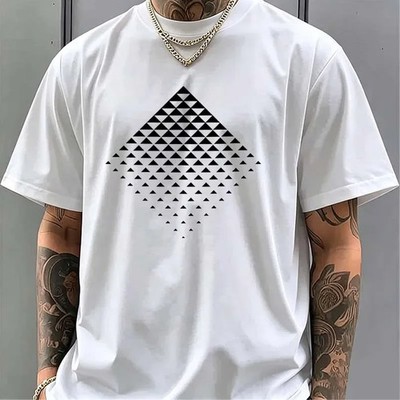 Men's Clothing Square Print T-shirts Summer Casual Fashion Minimalist Sports Str
