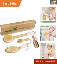 Bamboo Dry Brush Set for Body, Face & Foot - Exfoliate & Reduce Cellulite