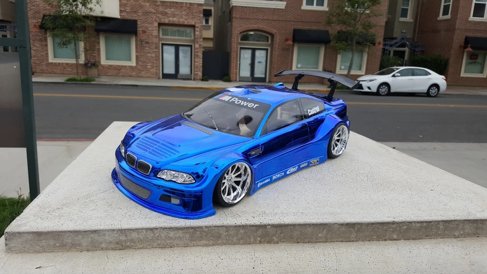 200mm 1/10 CHROME BLUE BMW M3 GTR 4Tec2 drift HPI DC10 YD2 MST TT02 Body Only - Image 3 of 4