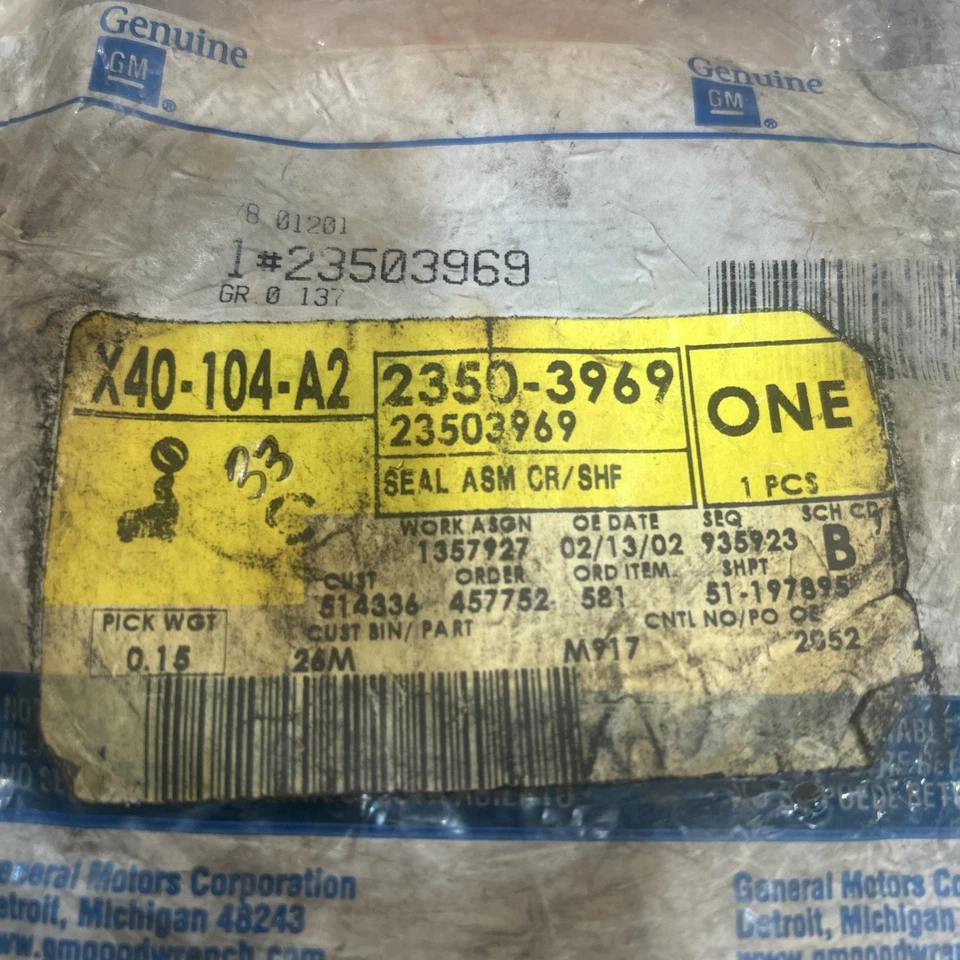 Engine Crankshaft Seal-VIN: F, Eng Code: L65 GM Parts 23503969 NOS - Image 3 of 3