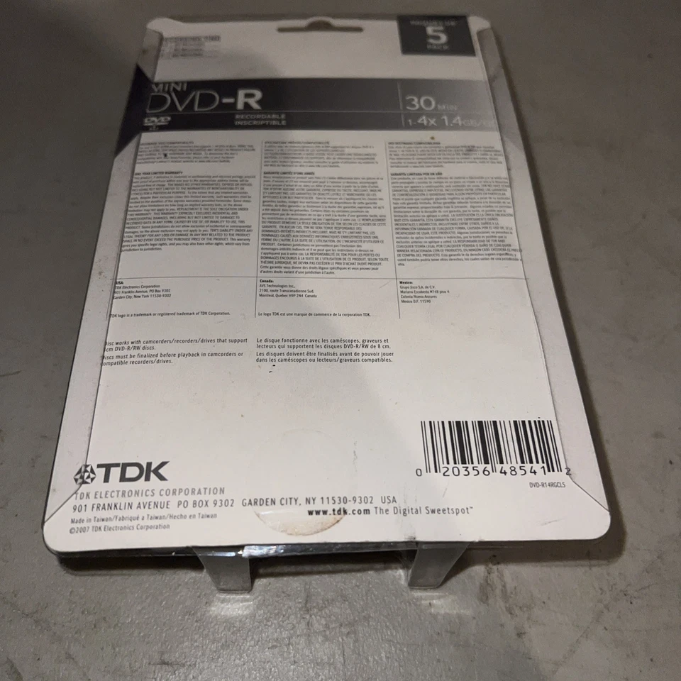 Lot of 5 TDK Mini DVD-RW 30 Minutes Rewritable 1.4GB/GO 8cm NEW - Image 2 of 2