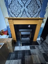 Oak Fireplace Surround with Electric Fire used