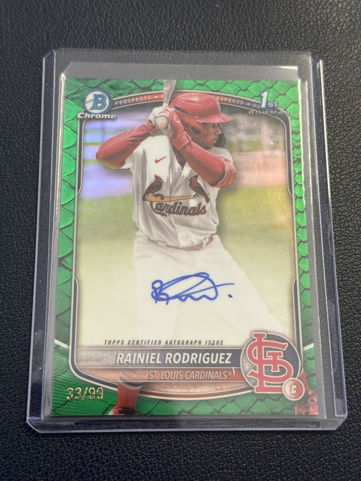 2025 Bowman Chrome Rainiel Rodriguez 1st Auto GREEN REPTILIAN /99 STL #CPAPR