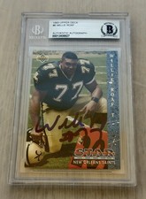 Willie Roaf Saints signed 1993 Upper Deck Rookie #6 Card BAS Beckett Slabbed. rookie card picture
