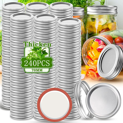 Canning Lids and Rings Regular Mouth,240 Pcs 70MM Mason Jar Lids and Rings Set f