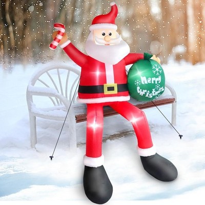 8FT LED Light-Up Sitting Santa - Perfect for Christmas Cheer Indoors & Outdoors