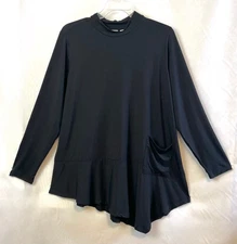 NWT Logo by Lori Goldstein Black A-Line Long Sleeve Tunic Top / Sz 1X