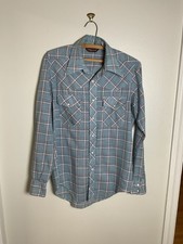 Vintage 1980s Western Cowboy Pearl Snap Plaid Shirt USA Made VTG Retro 80s
