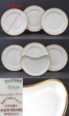 1926-31/Haviland Limoges/France/Monaco/porcelain plates 22/gold etching/7pc/2
