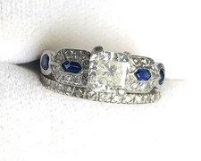 2 Ct White Asscher Cut CZ Art Deco Wedding Antique Bridal Ring Set In 925 Silver