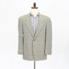 Giorgio Armani 40R Beige Sport Coat Blazer Jacket Check 2-Button Wool Blend