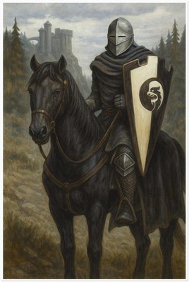 BLACK KNIGHT MAGIC THE GATHERING INSPIRED MEDIEVAL WARRIOR FANTASY POSTER
