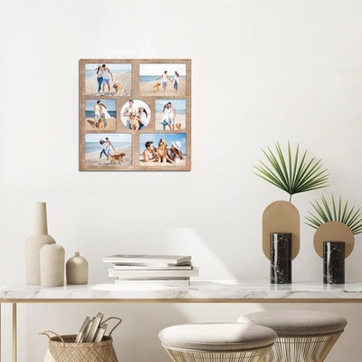 YESKAY 5x7 and 5x5 Collage Picture Frame,Display 7 Openings Photo Frames Rustic 