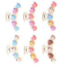 6Pcs Heart Shape Hair Claw Clips Resin Barrette