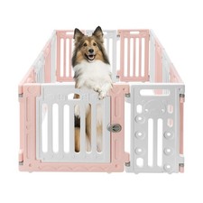11 Panels Dog Playpen with Door, 25.6'' Height Indoor Pet Fence Free Ship USA