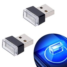 2 Pcs Universal Mini USB LED Car Interior Ambient Atmosphere Lights for Blue