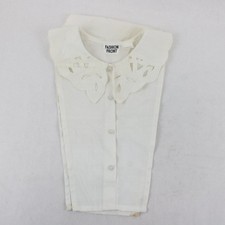 Fashion Front Vintage White Dickey Collar Bib Embroidered Cutwork Flower