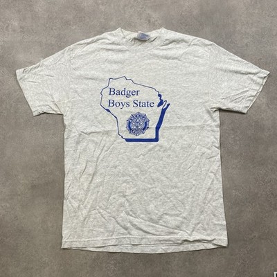 Murina Grafik T-Shirt Herren Large Vintage Wisconsin Badger Boys State Tee, grau