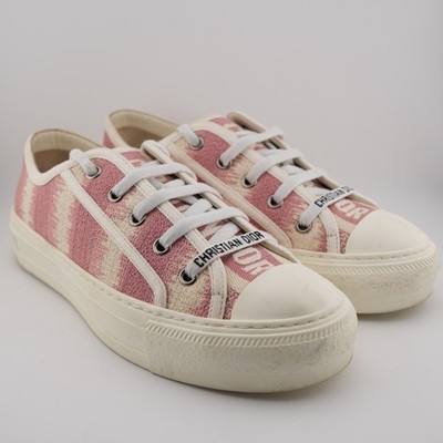 * Christian Dior Cotton D-Stripes Walk N Dior Lop Top Sneaker Pink Women 6.5
