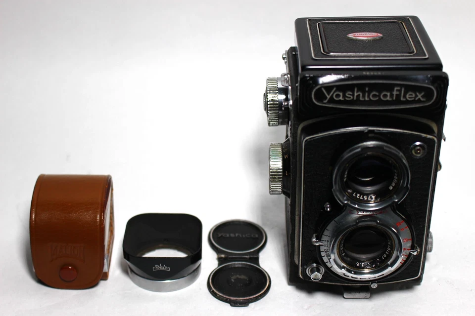 Все работает [Exc + 5/Cap/Hood] Yashicaflex модель C TLR 6 x 6 камеры 80 мм f/3,5 ЯПОНИЯ - Изображение 2 из 4