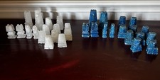Complete Set (32) Vintage Chess Pieces Hand C...