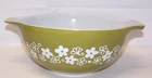 Vintage Pyrex 442   1.5 Qt Spring Blossom Crazy Daisy Avocado, Mixing Bowl EXUC
