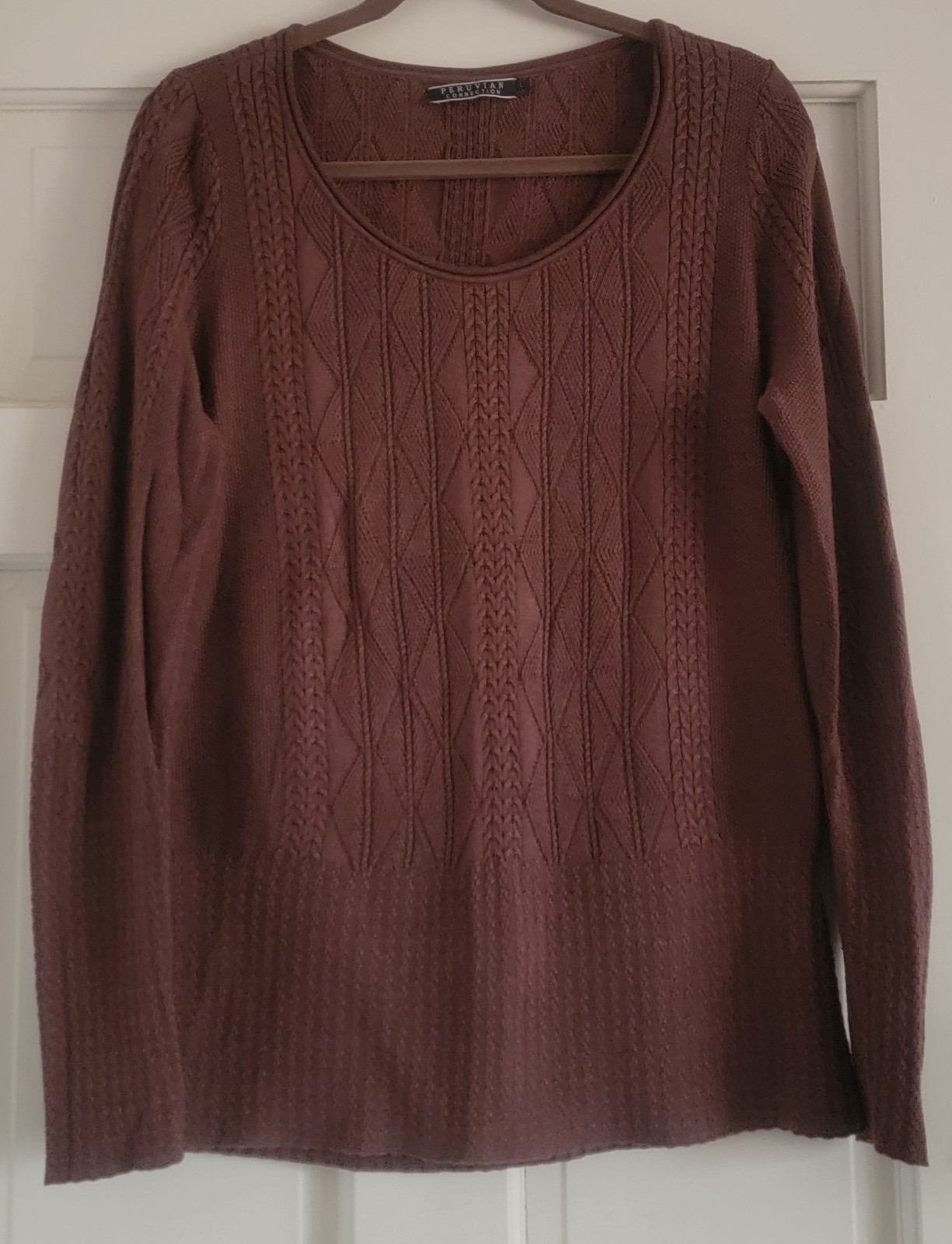 Peruvian Connection Aran Pullover Sweater Top Bro… - image 5