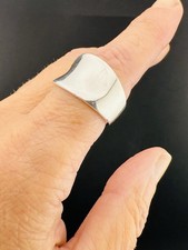 Sterling Silver Wide Concave Modernist Band Ring Size 7