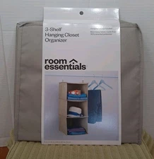New Room Essentials 3-Shelf Hanging Closet Organizer Collapsible Shelves Gray