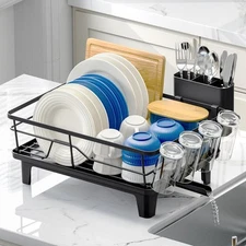 Dish Drainers for Kitchen Counter - Large Capacity Dish Drying Rack with Drai...