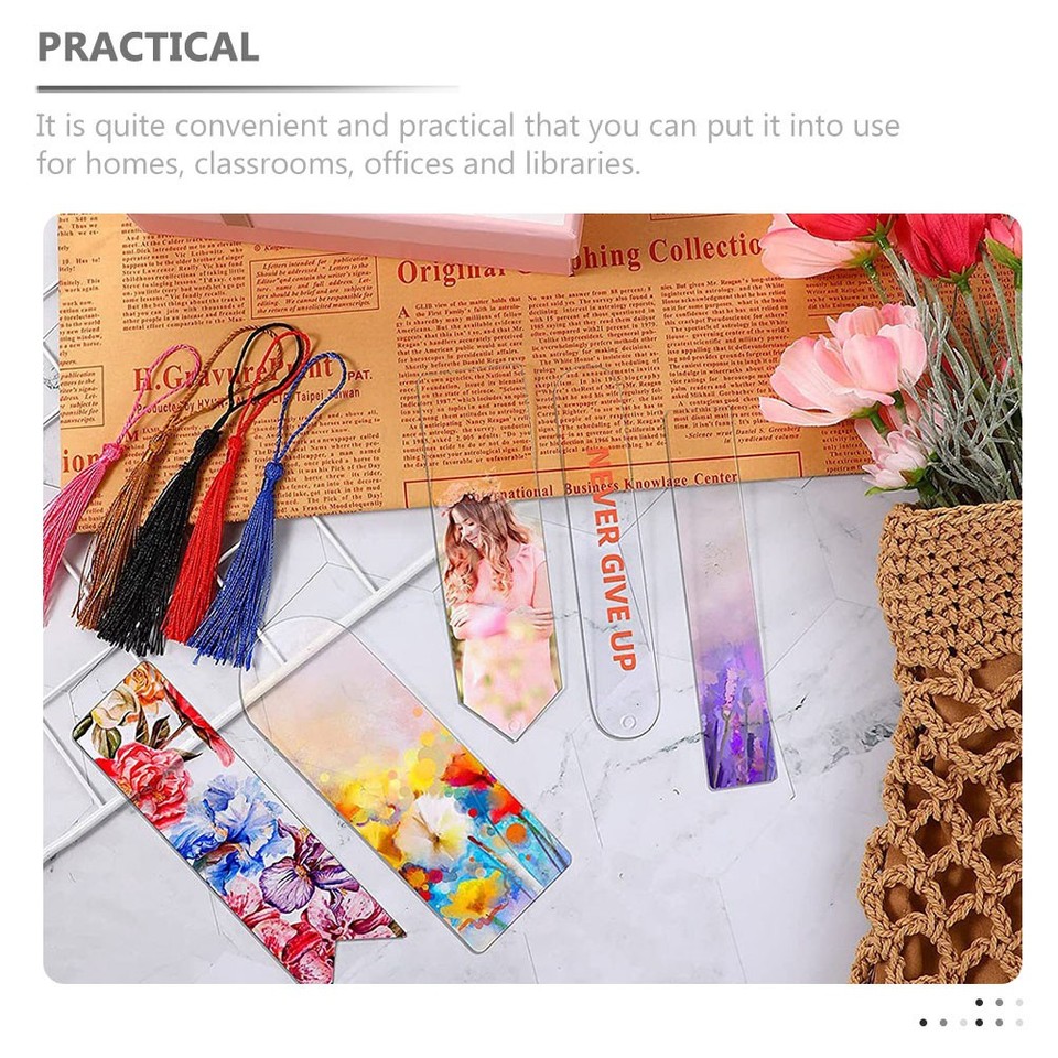 10Pcs Assorted Color Acrylic Book Tags Reusable Decorative Page Mark ...