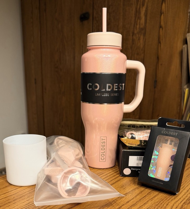 Coldest Limitless 36oz Forever Pink  Glitter Tumbler w/Blushberry backpack