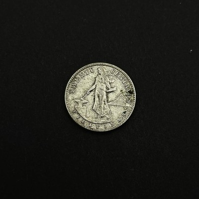 1944 US Philippines Mayon 20 Centavos 4.0g 750 Silver Coin KM 182